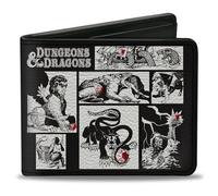 Buckle-Down Wizards of the Coast - Cartera plegable, Dungeons and Dragons Monster Illustration Blocks2 negro y blanco, cuero vegano, Negro -, 4.0" x 3.5", Casual