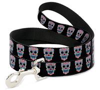 Buckle-Down Wonder Woman Floral Calavera Negro/Multi Pastel Pet Leash, 6 'x 1/2"