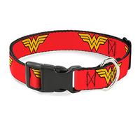 Buckle Down Wonder Woman Logo Rojo plástico Clip Collar