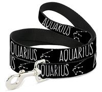 Buckle-Down Zodiac Aquarius/Constellation Black/White Pet Leash, 6" x 1"