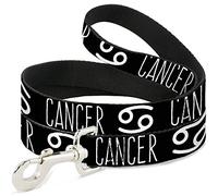 Buckle-Down Zodiac Cancer/Symbol Black/White Pet Leash, 6" x 1"
