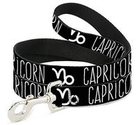 Buckle-Down Zodiac Capricorn/Symbol Black/White Pet Leash, 6" x 1/2"