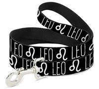 Buckle-Down Zodiac Leo/Symbol Black/White Pet Leash, 6" x 1"