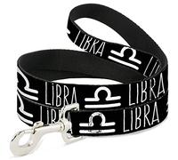 Buckle-Down Zodiac Libra/Symbol Negro/Blanco Pet Leash, 6" x 1"