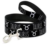 Buckle-Down Zodiac Taurus/símbolo Negro/Blanco Pet Leash, 6" x 1"