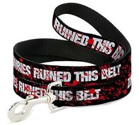 Buckle-Down Zombies Ruined This Belt Black/White/Red Splatter Pet Leash, 6" x 1/2"