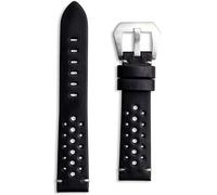 Buckle & Stitch Correa de cuero de carreras hecha a mano | 20 mm, 22 mm, 24 mm, negro, marrón oscuro, tostado, azul marino, correa de repuesto de estilo rallye perforada vintage | Barras de resorte y