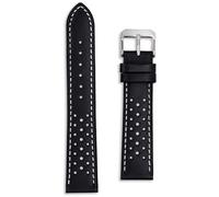 Buckle & Stitch - Correa de piel perforada Rally | Disponible en azul, negro, amarillo, rojo, verde | 18 mm, 20 mm, 22 mm, 24 mm | Correa de reloj de cuero de becerro genuino para carreras | Incluye