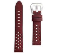 Buckle & Stitch Correa de reloj de cuero hecha a mano - Correa de reloj perforada estilo carreras - Negro, marrón oscuro, tostado, azul marino - 20 mm, 22 mm, 24 mm - Barras de resorte y herramienta