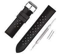 Buckle & Stitch Correa de reloj de goma de silicona tropical retro | 18/20/22 mm, azul marino, negro, naranja, para buceadores, barras de resorte y herramientas