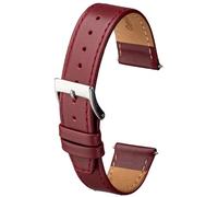 Buckle & Stitch Correa de reloj de piel auténtica suave, negro, marrón, borgoña, beige, 16 mm, 18 mm, 20 mm, 22 mm, correa de repuesto premium para hombres y mujeres, barras de resorte y herramienta
