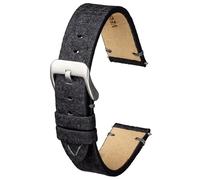 Buckle & Stitch Correa de reloj de piel vegana de piña, 18 mm, 20 mm, 22 mm, negro, marrón, marrón oscuro, azul, barras de resorte y herramienta incluidas, correa de repuesto 100% vegana hecha de