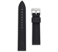 Buckle & Stitch Correa de reloj de silicona perforada | Correa de repuesto negra de alta calidad | Blanco, naranja y azul | 20 mm y 22 mm | Deportes de carreras de goma tropical | Barras de resorte y