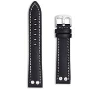 Buckle & Stitch Pilot - Correa de reloj de aviador de cuero | 18 mm, 20 mm, 22 mm, 24 mm, negro, marrón, tostado, azul, blanco, estilo militar, diseño vintage de la Segunda Guerra Mundial | Extremos