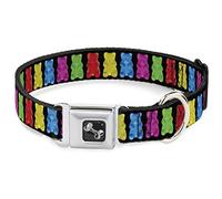 Bucle Down Gummy Bears - Collar para Perro, Color Negro y Multicolor, Talla pequeña, 22,86-38,1 cm