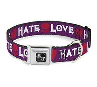 Bucle Down Love/Hate Morado/Blanco/Fucsia Collar de Perro, Grande/15-26