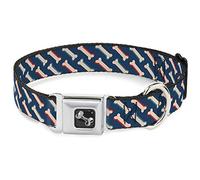 Bucles de plumón Azul/marrón/Rojo Perro Collar Hueso, pequeño/9-15