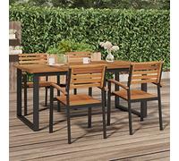 Bucmath Mesa de jardín con estructura en U, 180 x 90 x 75 cm, de madera maciza de acacia, resistente a la intemperie, plegable y extensible para terraza, balcón, jardín, pícnic