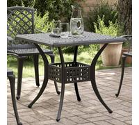 Bucmath Mesa de jardín negra 80 x 80 x 75 cm, aluminio fundido resistente a la intemperie, plegable, altura regulable, para terraza, balcón, jardín, pícnic