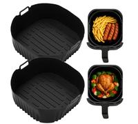 BUCOMTU 2PCS Molde Silicona Freidora de Aire, Accesorios Freidora de Aire, Reutilizables Recipiente Air Fryer en Lugar de Papel de Horno Para Cosori 5,5L/6L/6,4L, Philips Série 2000 6.2L Na230/00