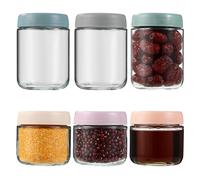BUCOMTU 6 Pack Tarros de Avena Nocturna,Tarros de Vidrio Reutilizables,Para avena de la noche a la mañana, Encurtidos, Puddings, Yogures, para satisfacer diversas necesidades de almacenamiento
