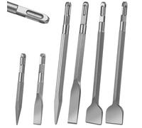 BUCOMTU 6 piezas de Cincel SDS, 2 cinceles puntiagudos + 2 cinceles planos + 2 cinceles anchos, endurecidos por calor, resistentes y duraderos, adecuados para mampostería, hormigón, piedra natural