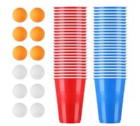 BUCOMTU Beer Pong，50 Beer Play Pong，500ML Vasos de Beer Pong Reutilizables y 12 Pelotas de Tenis de Mesa，Ideal para cócteles, Juegos de Beber, Fiestas, cumpleaños, Bodas, campamentos