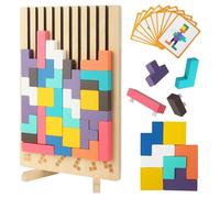 BUCOMTU Rompecabezas 3D de Madera Tetris, Rompecabezas niños, Juegos Montessori 3 4 5 6 Años, Juego Tetris Madera, Inteligencia Jigsaw, Cerebro Juguete, Regalos para Niños