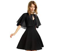 BUCUXE Chal de gasa suave para mujer, para vestido de noche, boda, capa de bolero, cubierta, Negro -, Talla única