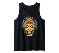 Buda con Auriculares Mindfulness Música Boho Zen Budismo Camiseta sin Mangas