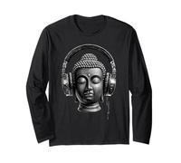 Buda con Auriculares Mindfulness Música Boho Zen Budismo Manga Larga