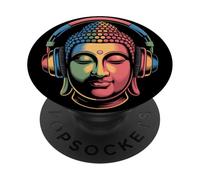 Buda con Auriculares Mindfulness Música Boho Zen Budismo PopSockets PopGrip Adhesivo