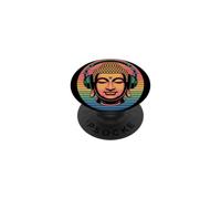Buda con Auriculares Mindfulness Música Boho Zen Budismo PopSockets PopGrip Adhesivo