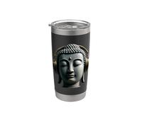Buda con Auriculares Mindfulness Música Boho Zen Budismo Vaso térmico de acero inoxidable de doble pared