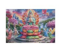 Buda con Flor de Loto Puzzle 300 Piezas Hogar Decoración Rompecabezas para Hombres Y Mujeres 3D DIY Creativo Aliviar Estrés Desafío Intelectual 300 PCS