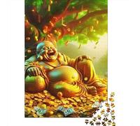Buda de la Suerte 1000 Piezas Rompecabezas de Papel para Adultos Educativo Buda de la Abundancia Decoración de Pared Alivio Estrés 70x50cm/1000pcs