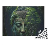 Buda de Piedra Antigua Bosque Puzzle de 1000 Piezas Juego de Puzzle 1000 Piezas Papel para Adultos Paisaje Natural Enfoque Familia decoración del hogar Regalo 38x26cm/1000pcs
