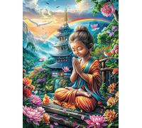 Buda en el jardín mágico Puzzle 500 Piezas Portátil Familiar Cuento de Hadas acompañante mágico Rompecabezas 3D para Familia Desafío Intelectual Maquetas Educativas Construir 500 PCS