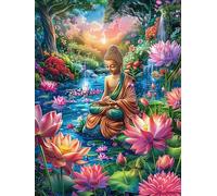 Buda en jardín de Cascada Tropical Puzzles 300 Piezas Alivio Estrés Familiar Rompecabezas 3D para Toda La Familia Juguete Educativo Desafío Intelectual 300 PCS