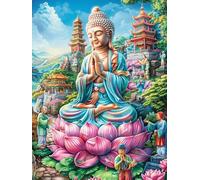 Buda en jardín de lotos Puzzle 300 Piezas Educativo 3D Familiar Premium Rompecabezas para Familia Desafío Intelectual DIY Creativo Decoración Hogar 300 PCS