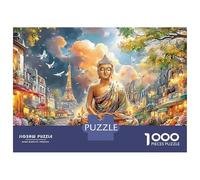 Buda en París Puzzle 1000 Piezas Yoga Town Cartón Grueso para Adultos Noche Familiar para Entretenimiento 70x50cm/1000pcs