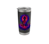 Buda espiritual flor de loto Mindfulness arte vidrieras Vaso térmico de acero inoxidable de doble pared