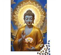 Buda Estatua Oro 1000 Piezas Cartón Grueso Buda Oro con Aura Rompecabezas Familiar para Amantes Encaje Preciso Momento De Calma Ecológico Confiable 70x50cm/1000pcs