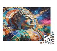 Buda Estilo Mosaico Puzzle de 1000 Piezas Papel para Adultos Fondo Cósmico Colorido Juego de Puzzle 1000 Piezas Decoración Regalo 52x38cm/1000pcs