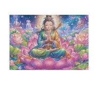 Buda Flor de Loto Puzzles 300 Piezas Estera Portátil Plegable Tiempo Feliz Rompecabezas para Adultos Desafío Intelectual Aliviar Estrés Decoración Hogar 3D 300 PCS