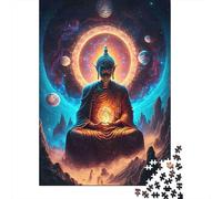 Buda Meditación Universo Cósmico Puzzle de 1000 Piezas Puzzle para Adultos Puzzle de Papel 1000 Piezas Cielo Estrellado Relajante Regalo 38x26cm/1000pcs