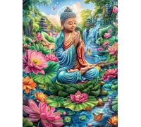 Buda meditando en un estanque de lotos Puzzle 1000 Piezas Desafío Intelectual 3D Realista Ciencia ficción sueño mágico Rompecabezas Para Hombres Y Mujeres Obra De Arte Colorido Decoración Hogar 1000 P
