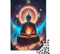 Buda Meditando Puzzle de 1000 Piezas Universo Espiritual Papel Puzzle para Adultos Relajación Decoración Regalo 52x38cm/1000pcs