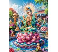 Buda meditando sobre Flor de Loto Puzzles 300 Piezas Maquetas 3D Construir Sueño mágico de Ciencia ficción Rompecabezas Educativo para Familia Desafío Intelectual Decoración Hogar Moderno 300 PCS