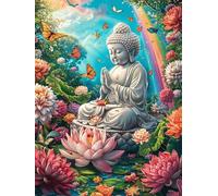 Buda meditando sobre una Flor de Loto Puzzle 1000 Piezas Cartón Blanco Premium para Expertos Vida Silvestre y Mascotas Mejora Concentración Ejercita La Mente Actividad Días Libres 10
